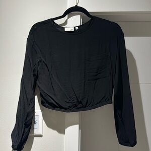 Wilfred Black Long Sleeve Crop Blouse - size small
